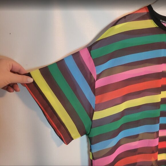 Rainbow Sheer Mesh Tee - Picture 5 of 10